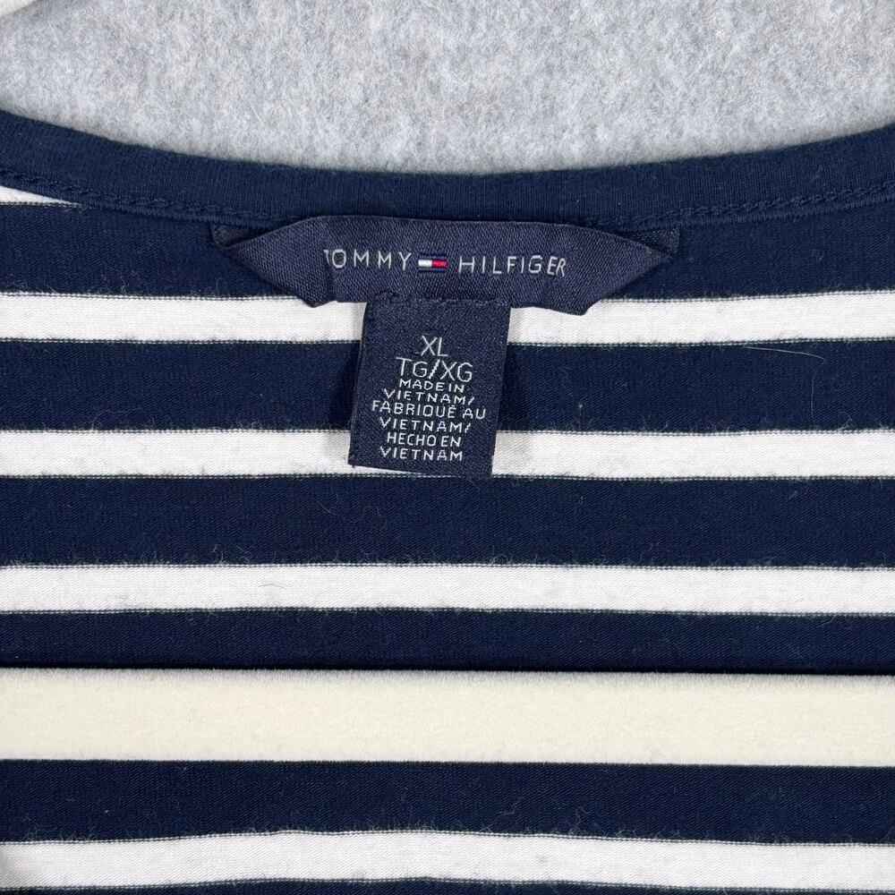Tommy Hilfiger Top XL Navy White‎ Henley Soft Knit Cotton Sailor Nautical Preppy - Picture 5 of 9